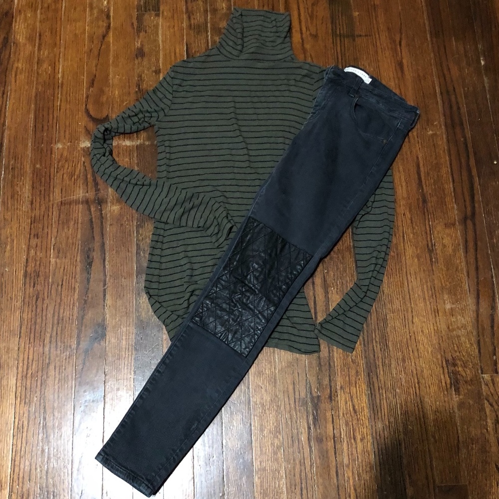 Green and Black Striped Turtleneck